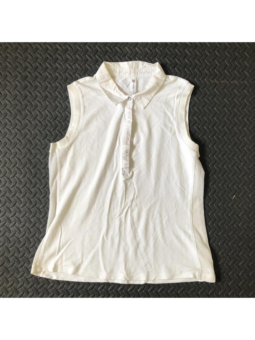 Fabletics Sleeveless White Polo Shirt Size M